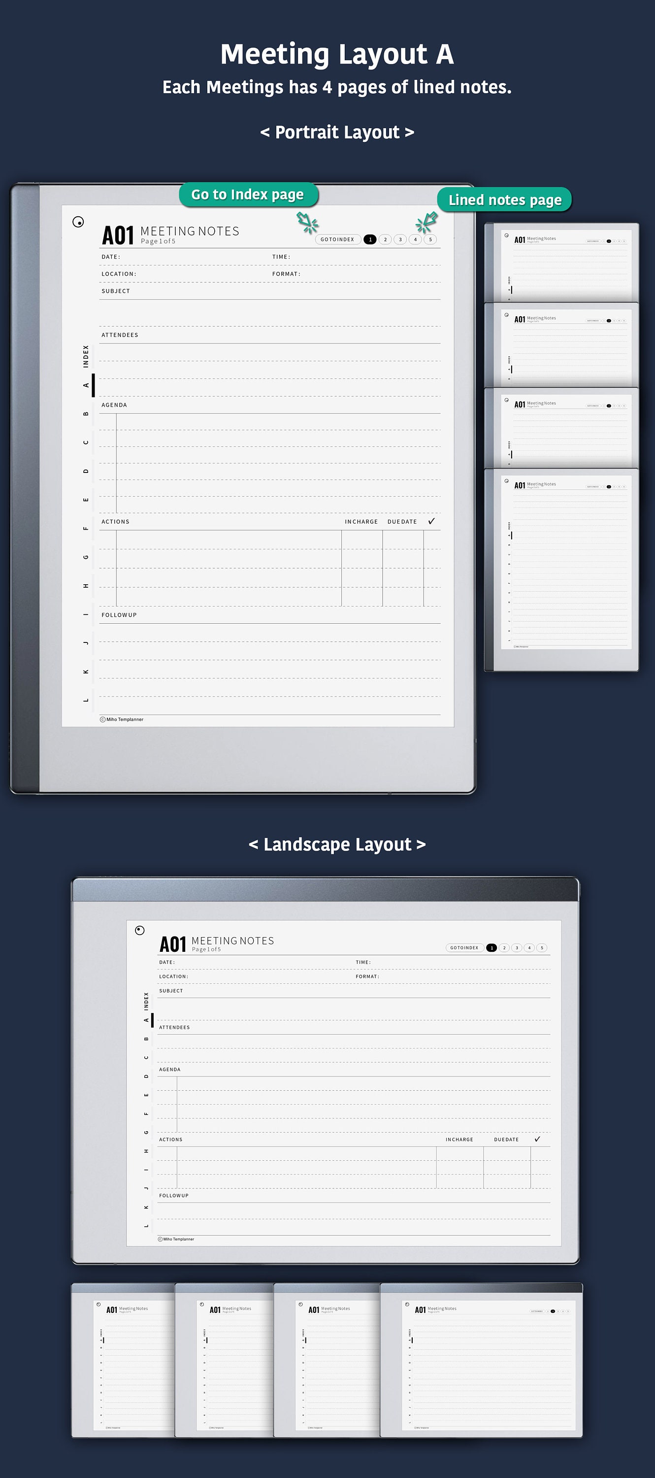 Digital Meeting Minutes, Meeting Notes, Digital Planner, Remarkable 2