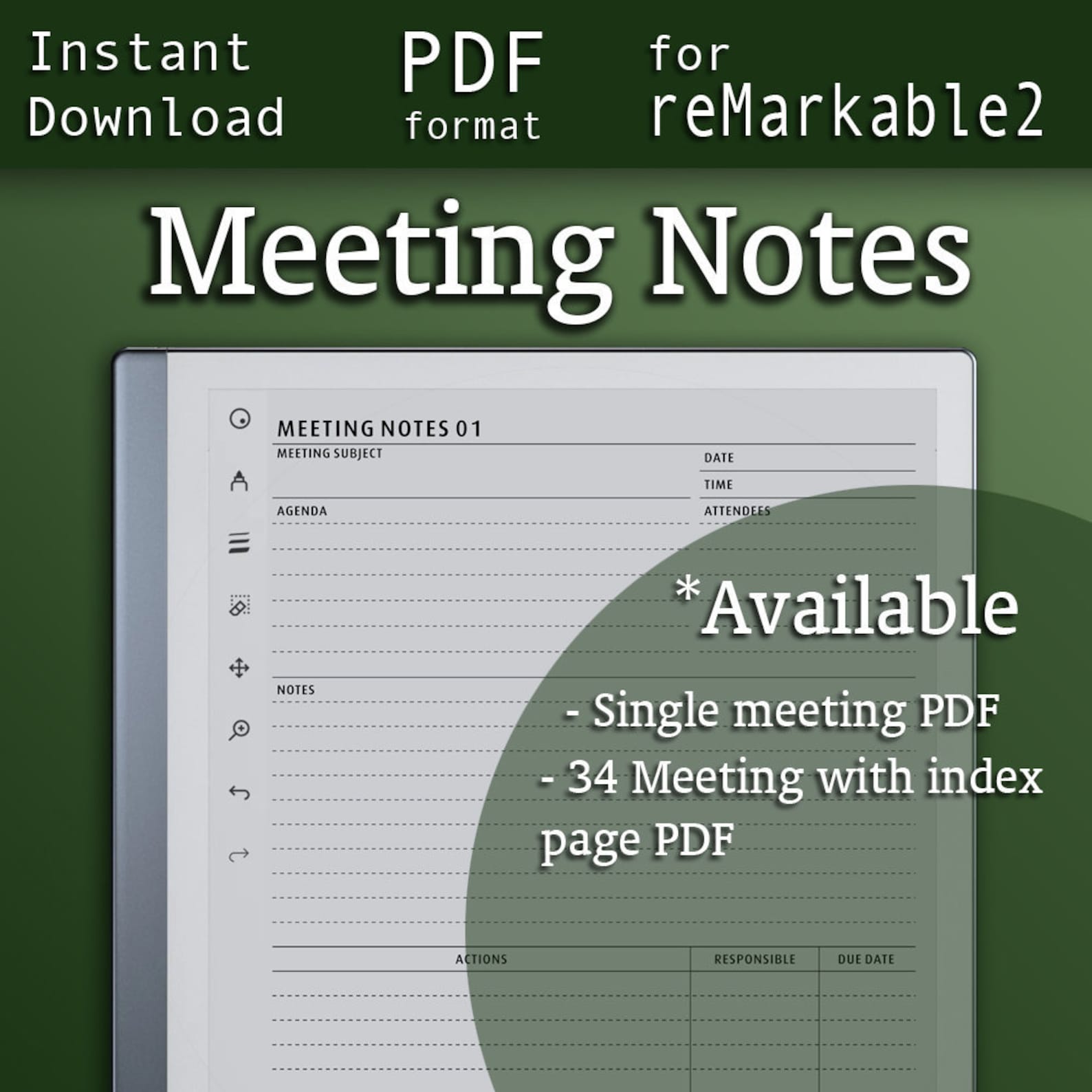 Meeting Notes reMarkable 2 remarkable 2 templates Etsy