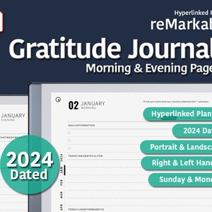 Digital Gratitude Journal, 2024 Dated Planner, Morning and Evening Pages, remarkable 2 templates [S60]