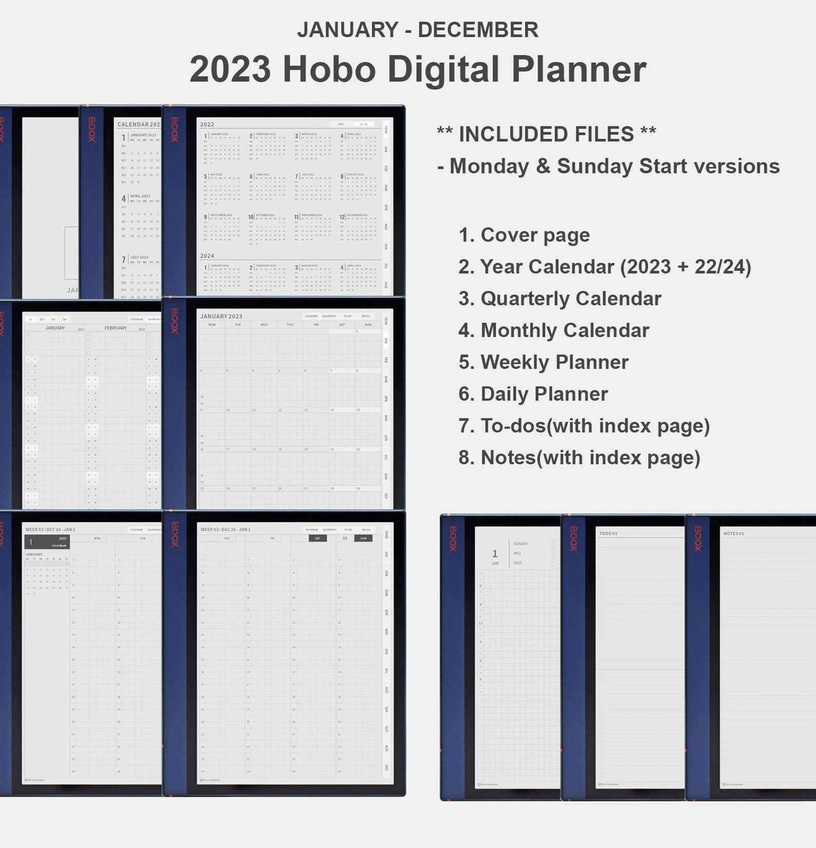 Boox Note Air Templates 2023 Digital Planner Weekly Daily Etsy