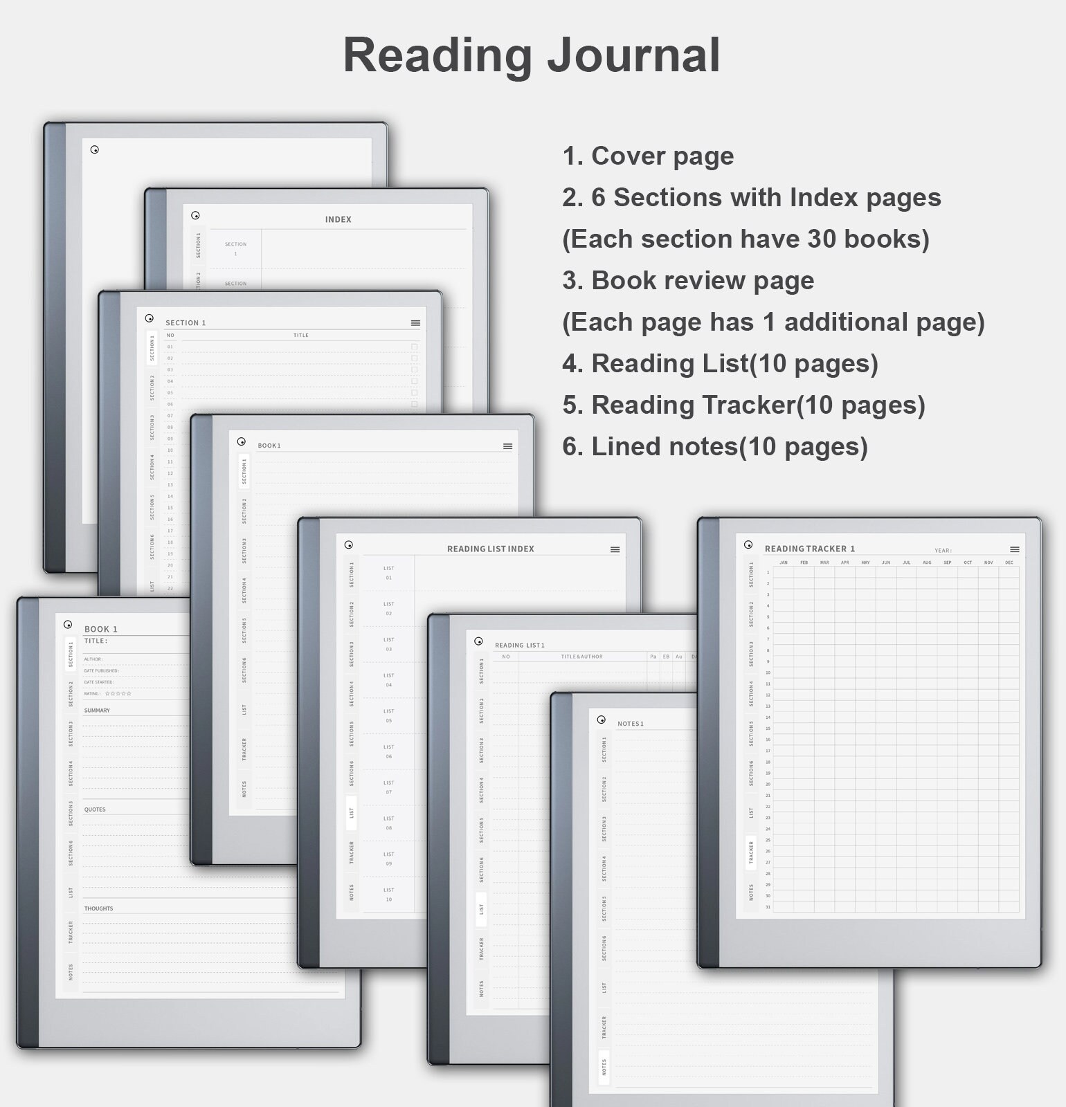 Remarkable Digital Reading Journal Templates Book Review Etsy UK