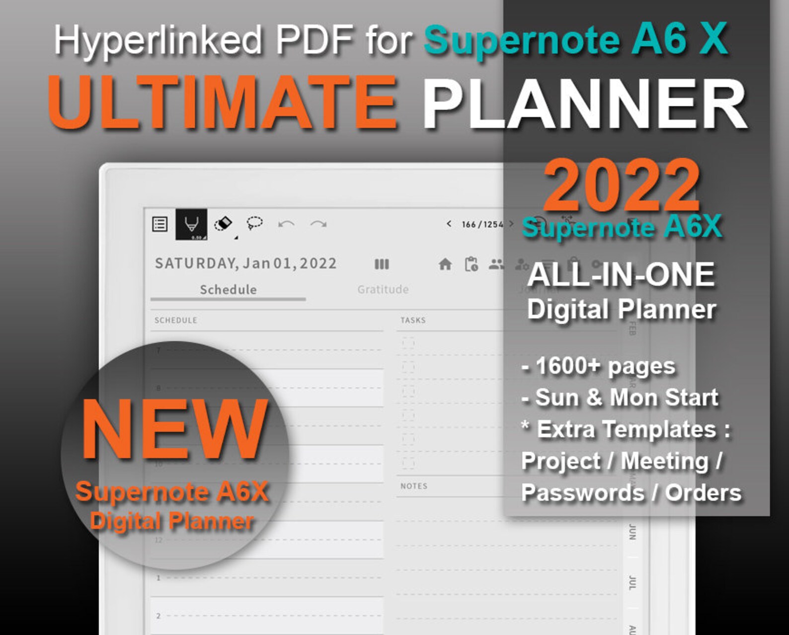 SuperNote A6X Templates 2022 Digital Planner SN A6X Etsy Nederland
