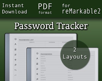 Password Tracker reMarkable 2 | remarkable 2 templates | Instant Download [17]