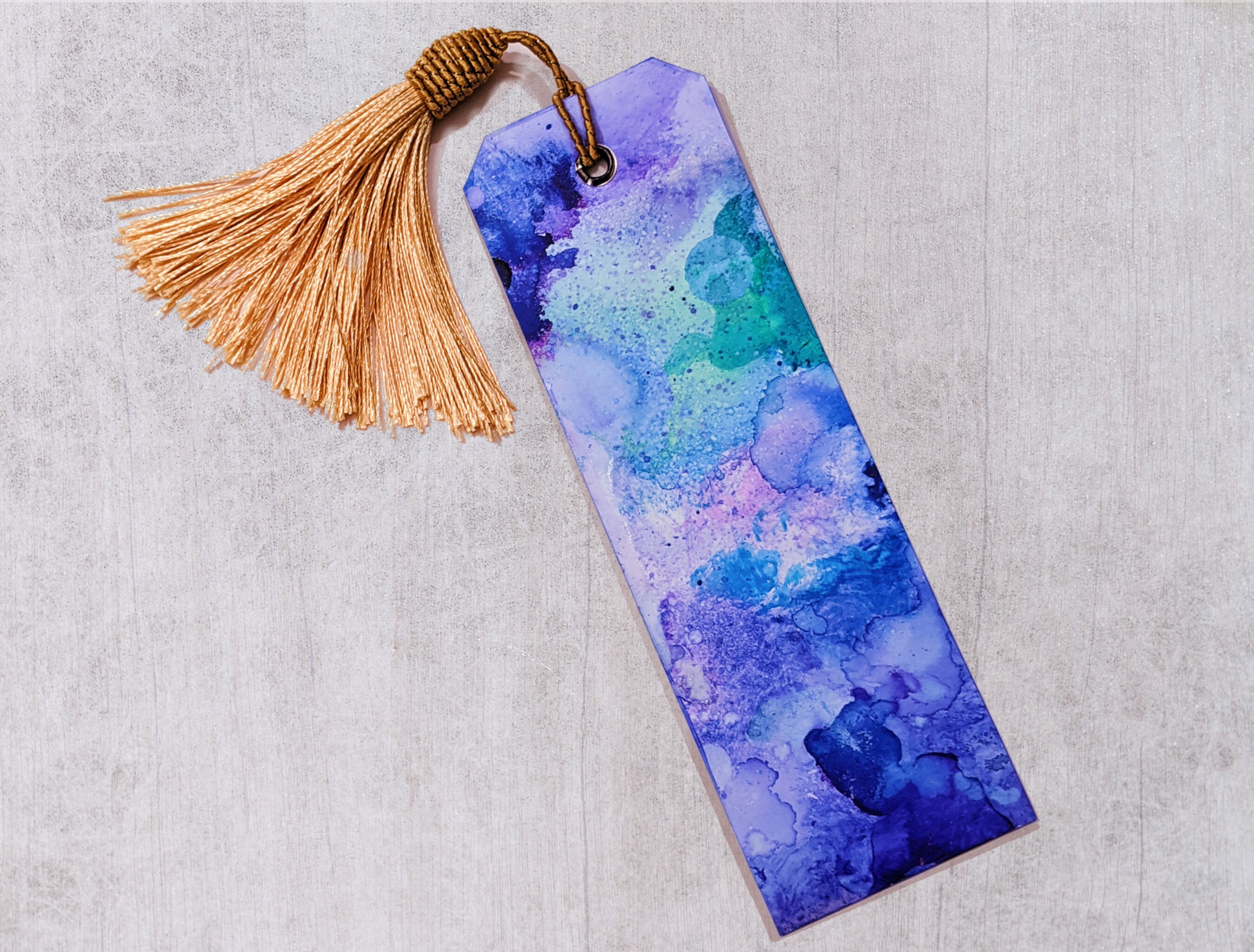 Abstract Handmade & Handpainted Bookmark Blue Pink Teal Etsy