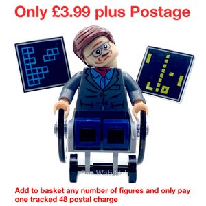 Professor Stephen Hawking Mini Custom Figure Assembled Block Figure image 1