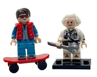 Doc Brown & Marty McFly Mini Custom Figure Duo Back To The Future Mini Block Figures