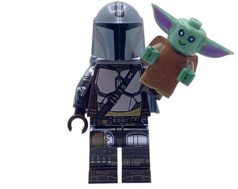 The Mandalorian Star Wars Mini Custom Figure with Mini Grogu