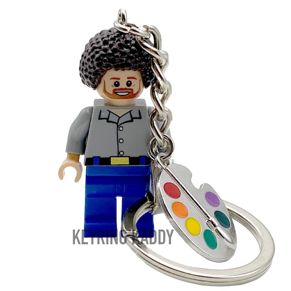 Custom Minifigure Bob Ross Lego Keychain Bob Ross Mini Figure