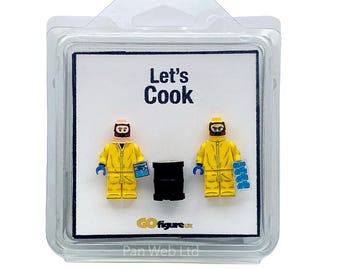 Breaking Bad Custom Walter & Jessie Hazmat Suit Block Figures Let's Cook Gift Set