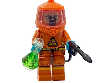Breaking Bad Walter White Custom Mini Block Figure Orange Hazmat Suit Special Edition