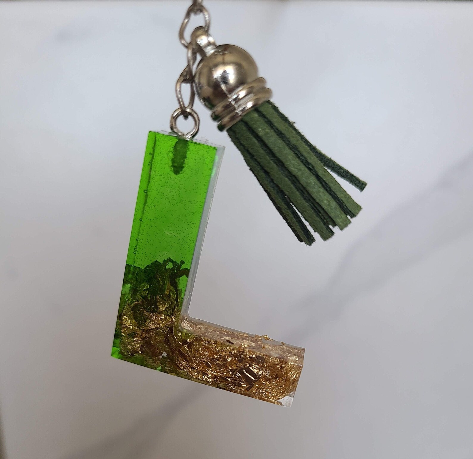 Resin Letter Keychain with Gold Foil Etsy