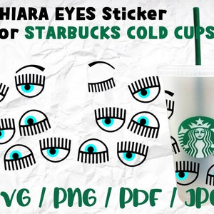 Wrap completo per starbucks cup CHIARA EYES File SVG, download istantaneo, file cricut cut, file silhouette cut, download