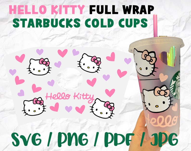 Full Wrap For Starbucks Cup hello ktty SVG Files Instant | Etsy