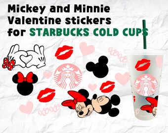 Wrap complet pour Starbucks Cup Mickey et Minnie souris Valentine SVG Fichiers, Téléchargement instantané, Cricut Cut Files, Silhouette Cut Files, Télécharger