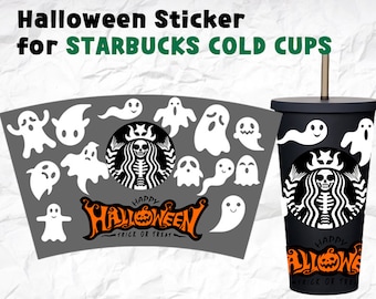 Full Wrap For Starbucks Cup HALLOWEEN Sticker SVG Files, Instant Download, Cricut Cut Files, Silhouette Cut Files, Descargar