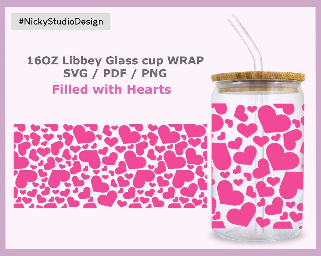 Filled With Valentines Hearts Svg Libbey 16oz Beer Can Glass Svg Cut ...