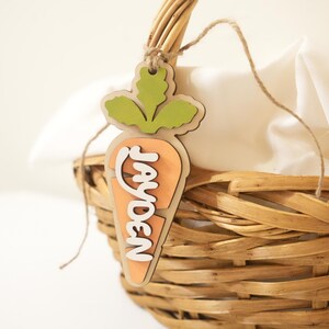Personalisierte Holz Karotte Ostern Korb Namen Tags | Osterkorb Tags | Ostern Namensschild | Eater Korb | Kinder Oster Tags