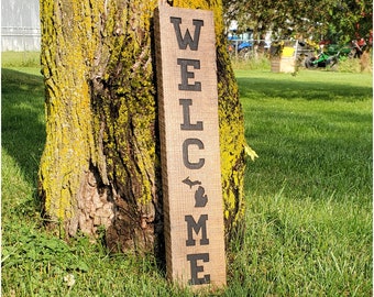 Michigan Welcome Sign, Michigan Wall Art, Reclaimed Barnwood Sign, Customizable Size and Design