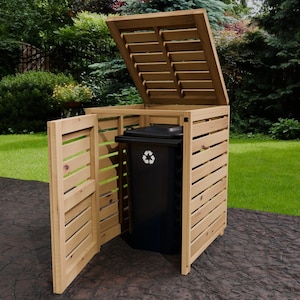 Plans for Single Garbage Wheelie Bin Store Compound 96Gal 64 Gal and 35Gal Digital Woodwork Plans US Imperial with Cut Lists