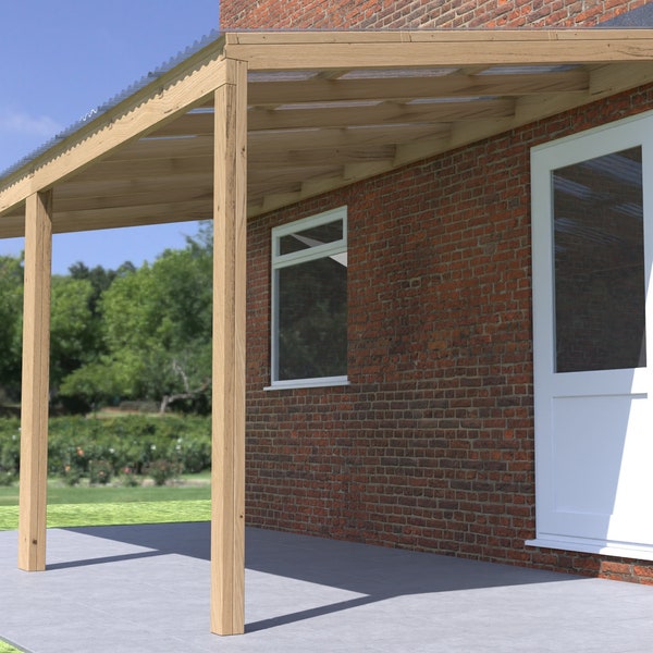 Plans for Wooden Garden Lean To Patio Shelter 2.4m x 4.8m Digital Woodwork Plans Download Only UK Metric Excludes Materials