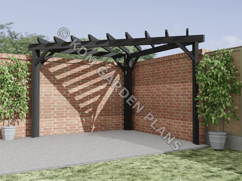 Eckpergola aus Holz 3 x 3 m mit Lattenrost nur Baupläne Etsy Schweiz