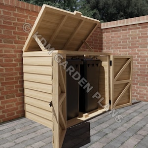Plans for Wooden Double Wheelie Bin Store DIY Digital Woodwork Plans Download Only UK Metric with Cut Lists