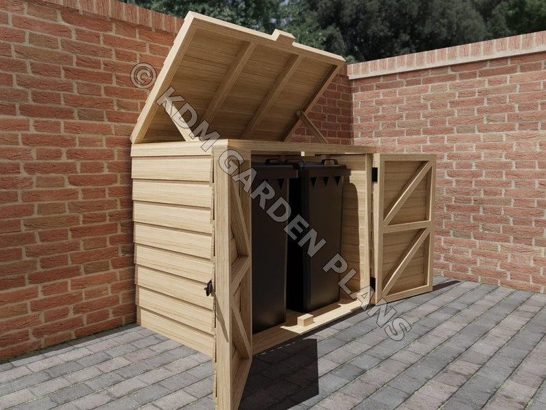 Wooden Double Wheelie Bin Store DIY woodwork Plans Only No Etsy