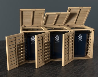 Pläne Triple Garbage Wheelie Bin Store 96Gal 64 Gal und 35Gal Digitale Holzarbeitspläne Download Nur US Imperial schließt Materialien aus