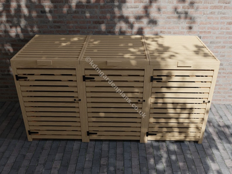 Woodwork Plans for Single Double Triple Quad Wheelie Bin Store Etsy UK