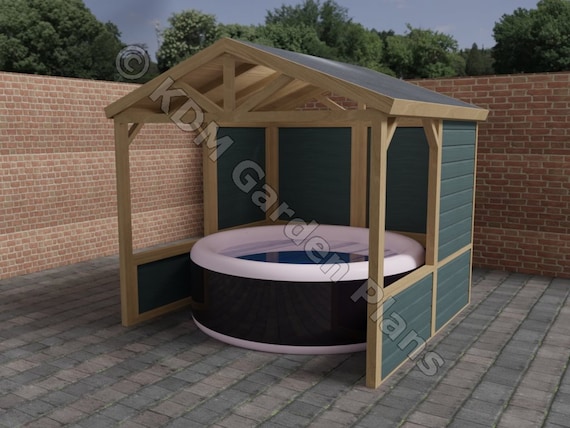 Plans for Outdoor Garden Spa or Hot Tub Shelter Build Plans Lazy Spa Digital Woodwork Plans Only UK Metric Excludes Materials Etsy Canada