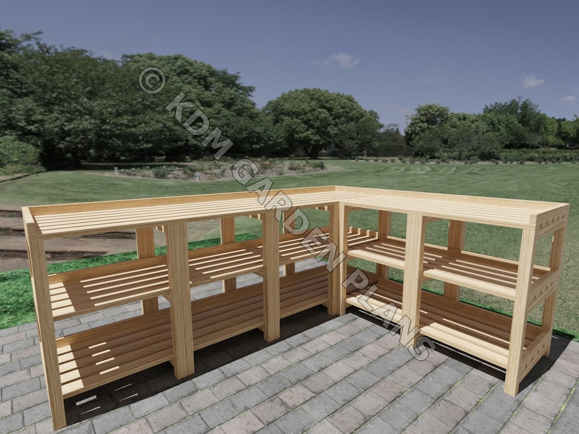 Modular Wooden Greenhouse Staging Bench Build Plans Do It Etsy