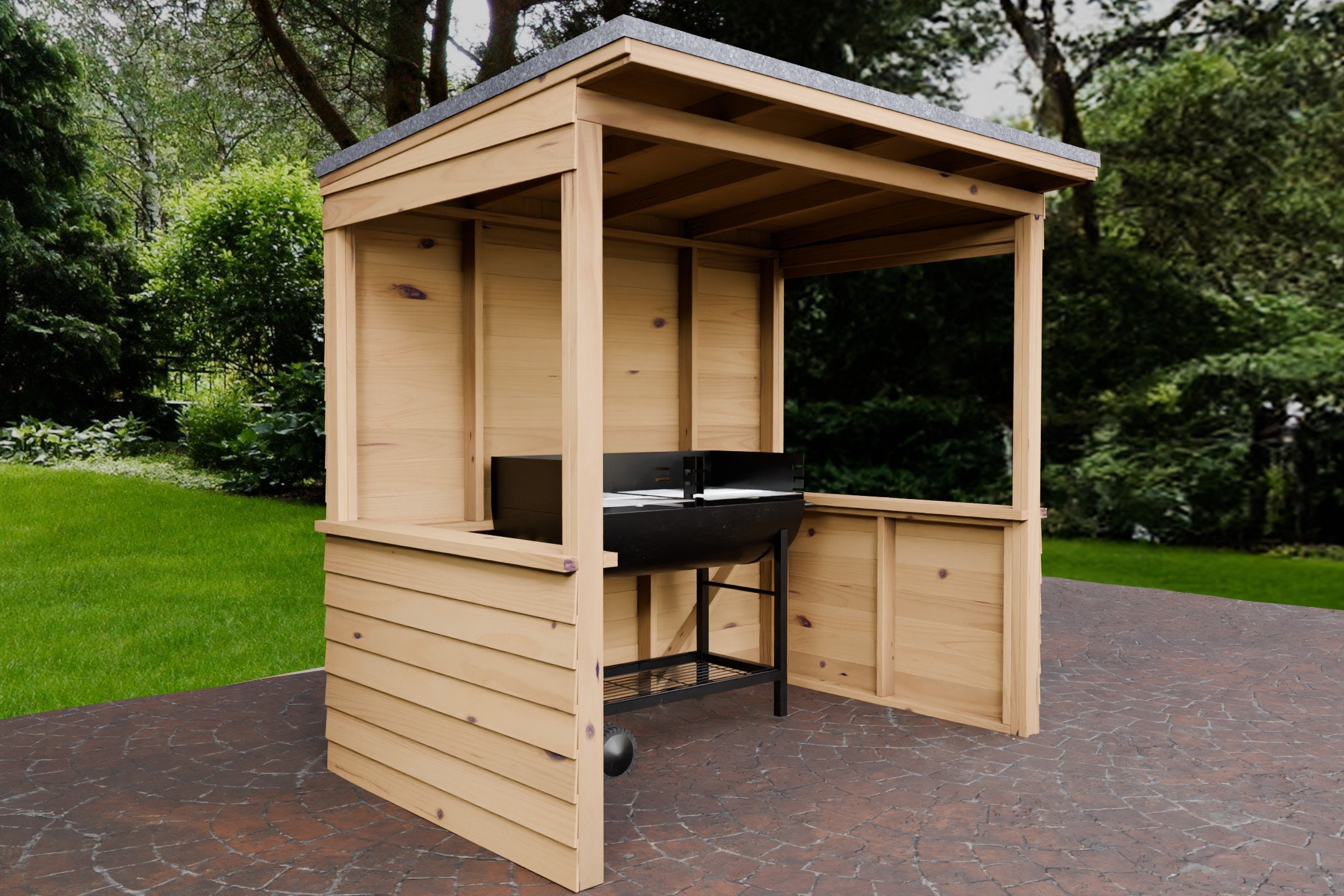 Plans pour abri de barbecue en bois, 5 pi x 8 pi, plans de menuiserie numérique à faire soi-même uniquement pour abri de barbecue impérial américain a