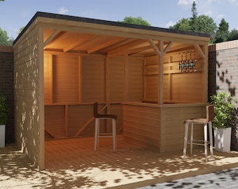 Plans for Wooden Bar with Shelter 2.4m x 3.6m Tiki Pub DIY Digital Woodwork Plans Only UK Metric with Cut Lists