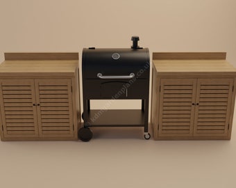 Piani per armadio da cucina in legno da giardino Servery 1 m x 0,6 m per barbecue Piani di falegnameria digitale Scarica solo il sistema metrico del Regno Unito Esclude i materiali