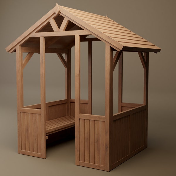 Plans for Garden Arbour Monks Seat Shelter 1.5m x 1.8m DIY Digital Woodwork Plans Only UK Metric Excludes Materials