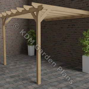Pläne für Lean To Pergola 2,8 m x 3 m Digitale Holzarbeitspläne Download Nur UK Metric mit Cut-Listen
