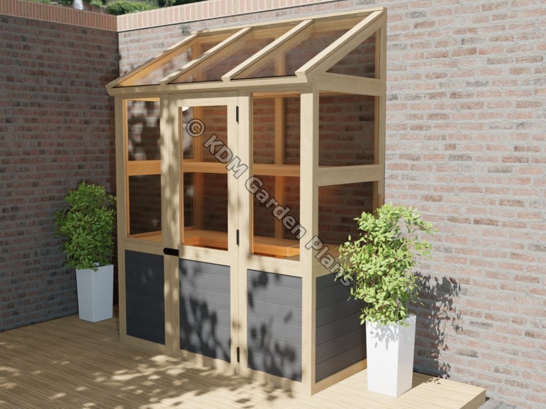 Wooden Lean to Greenhouse Woodwork Plans Digital Download Etsy UK