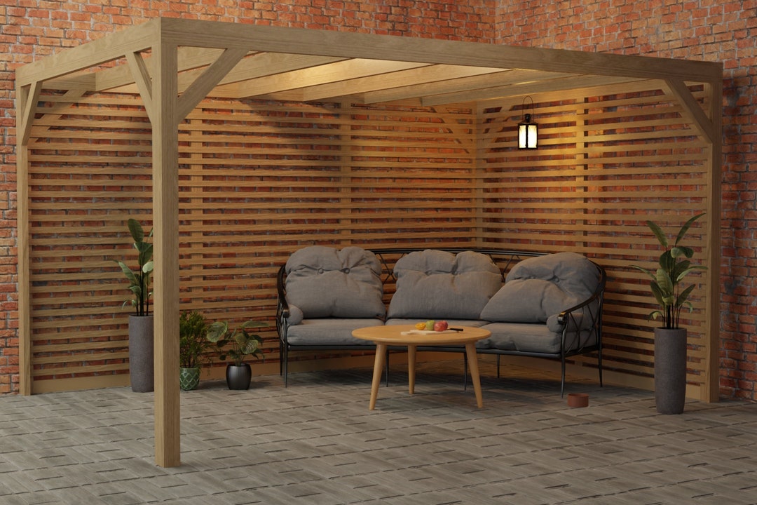 Wooden Garden Modern Slatted Pergola 3mx4.25m DIY build Plans Only No