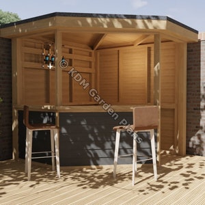 Plannen voor houten achthoekige hoektuinbar 2,1 x 2,1 m cocktailbarbecuebar Digitaal houtwerkplan Alleen downloaden VK Metrisch met kniplijsten