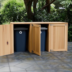 Recycled Pallet Wheelie Bin Store Single, Double, Triple, Quad Digital Woodwork Plans only UK Metric with Cut Lists Cheap Bin Store Build