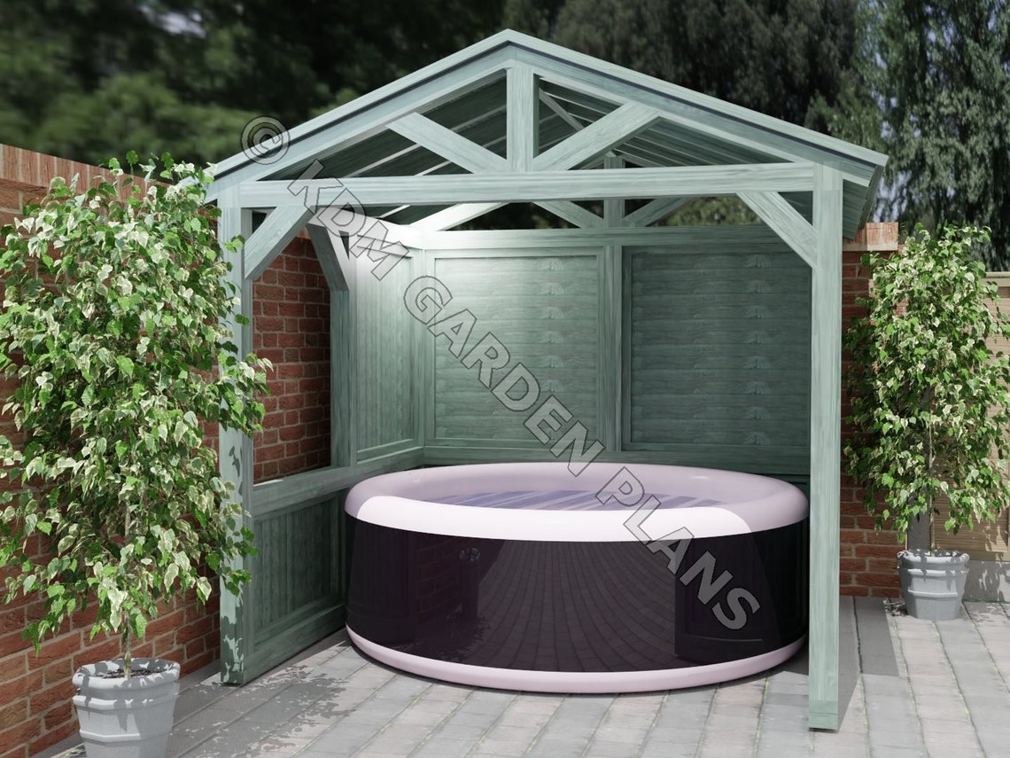 Outdoor Garden Spa or Hot Tub Shelter Build Plans Do It Etsy