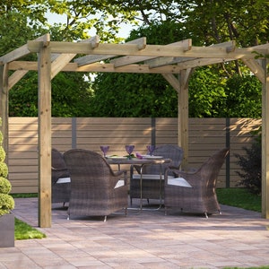 Plans for Wooden Garden Pergola 2.4m x 3.6m (8ft x 12ft) DIY Digital Woodwork Plans Download Only UK Metric Patio Gazebo with Cut Lists