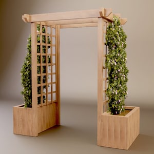 Pläne für eine Gartenlaube aus Holz mit zwei Pflanzgefäßen DIY Digitale Holzarbeitspläne