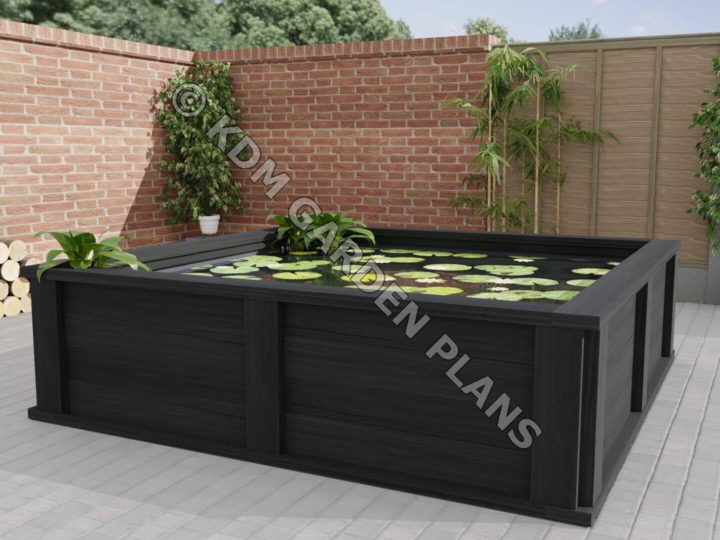 Pläne für Erhöhten Gartenteich aus Holz, 2,4 m x 2,4 m DIY Digitale