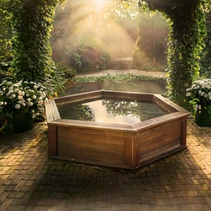 Pläne für sechseckigen erhöhten hölzernen Fischteich 9&#39; 10 &quot;x 8&#39; 6&quot; x 2&#39; 1&quot; Digitalen Holzarbeitsplan Nur US Imperial mit Schnittlisten