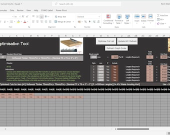 Microsoft Excel Cut List Optimiser Tool V2a for Woodworkers (Téléchargement Excel) Menuiserie et menuiserie métriques et impériales