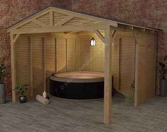 Wooden Pitched Roof 3m 3m Garden Spa / Shelter Etsy