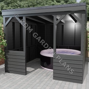 Plans for Hot Tub Spa Shelter 3.0mx3.0m DIY Digital Woodwork Plans Only UK Metric with Cut Lists