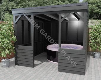 Plans for Hot Tub Spa Shelter 3.0mx3.0m DIY Digital Woodwork Plans Only UK Metric with Cut Lists