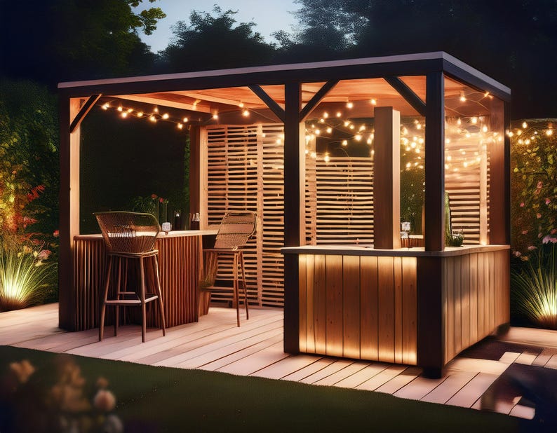 Plans for Wooden Home Garden Bar With Seating Area 2.4m X 3.6m Style ...